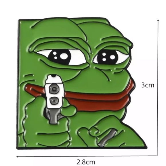 🎉 New Pepe the Frog w/ gun meme enamel pin - Picture 2 of 4